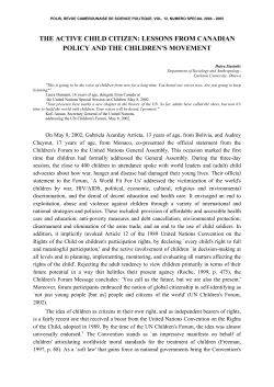 the active child citizen: lessons from canadian policy and the