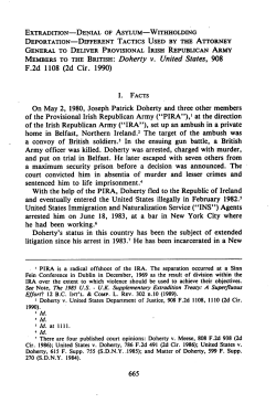 Extradition - Denial of Asylum - Withholding Deportation