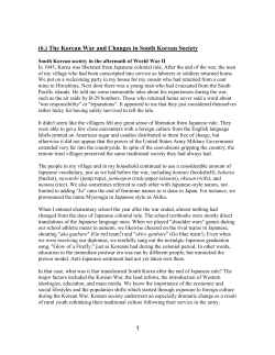 1 (6.) The Korean War and Changes in South Korean Society