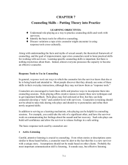 CHAPTER 7 Counseling Skills &ndash; Putting Theory into