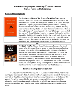 Summer Reading Assignment - Students Entering Grade 9 Honors
