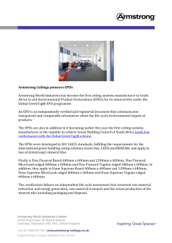 Armstrong Ceilings pioneers EPDs Armstrong World Industries has