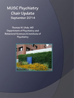 MUSC Psychiatry Chair Update - Medical University of South Carolina