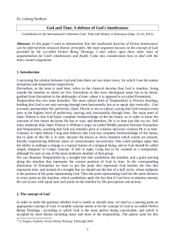 God and Time. A defense of God`s timelessness