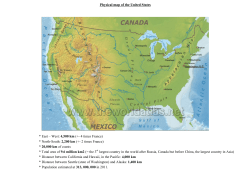 Physical map of the United States * East &ndash; West: 4,500 km (+