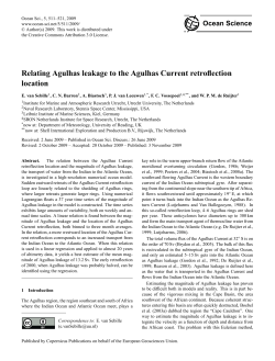 Ocean Science Relating Agulhas leakage to the