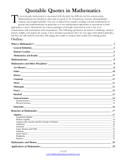 Quotable Quotes in Mathematics - Biblical Christian World View