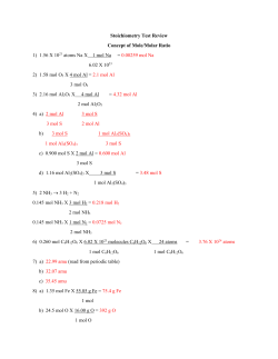 Stoichiometry Test Review Concept of Mole/Molar Ratio 1) 1.56 X