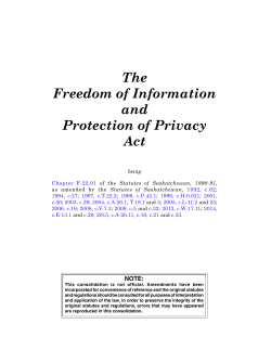 The Freedom of Information and Protection of
