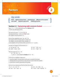 Section 2.1 Factorising with common factors