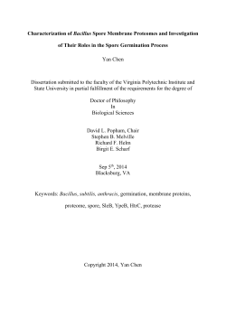 Characterization of Bacillus Spore Membrane Proteomes and
