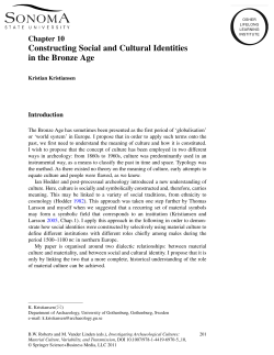 Constructing Social and Cultural Identities in the Bronze Age