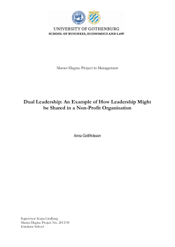 Dual Leadership: An Example of How Leadership Might be Shared