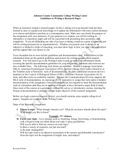 Guidelines to Writing a Research Paper