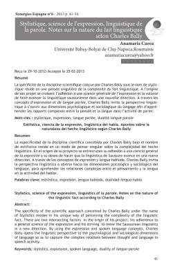 Stylistique, science de l`expression, linguistique de la