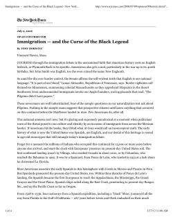 Immigration &mdash; and the Curse of the Black Legend