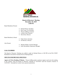 Board of Directors Meeting Minutes 12 10 15