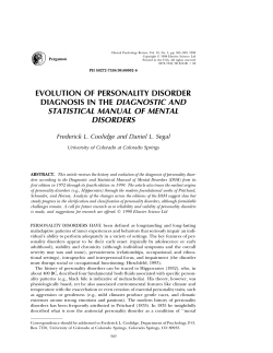 evolution of personality disorder diagnosis in the diagnostic