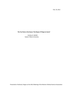 The Tea Party in the House: The Shape of Things to Come?