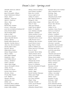 Dean`s List &ndash; Spring 2016