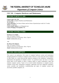 CSC 310 &ndash; Computer Hardware and Maintenance COURSE