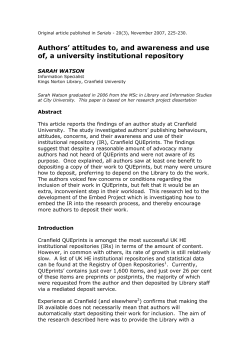 Authors` attitudes to, and awareness and use of, a university