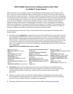 SMCPS Middle School Summer Reading Guidelines (2015