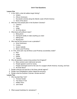 Unit 4 Test Questions Lesson One 1. In the 1600`s, what did settlers