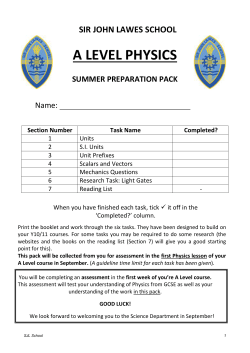 Physics - Sir John Lawes School Sixth Form