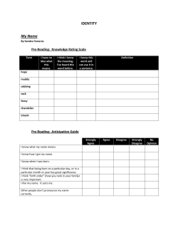 IDENTITY My Name - Norwalk Public Schools