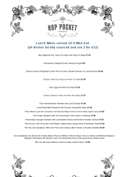 Lunch Menu served 12-3 Mon-Sat (all dishes locally sourced and