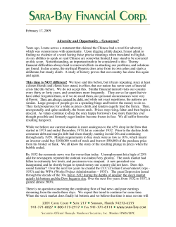 February 17, 2009 Adversity and Opportunity – Synonyms? Years