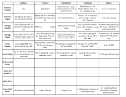 MONDAY TUESDAY WEDNESDAY THURSDAY FRIDAY Anderson