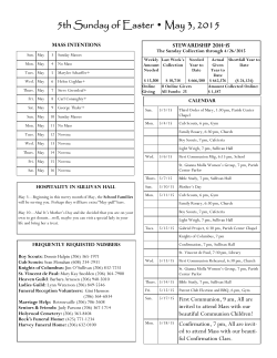 5th Sunday of Easter &bull; May 3, 2015