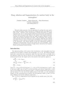 Drag, ablation and fragmentation of a meteor body in the atmosphere