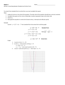 Converting Between Standard and Vertex Form