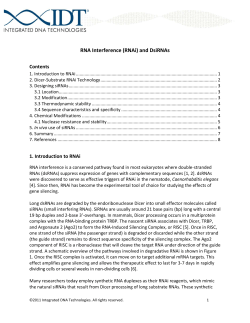 RNA Interference (RNAi) and DsiRNAs