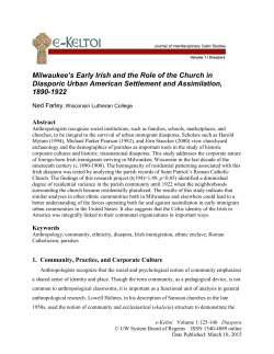 Milwaukee`s Early Irish and the Role of the Church