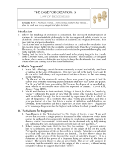 THE CASE FOR CREATION: 3 LAW OF BIOGENESIS