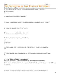 The Chemistry of Life Reading Questions