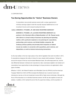 Tax-Saving Opportunities for "Active" Business Owners
