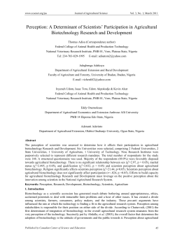 Perception: A Determinant of Scientists` Participation in Agricultural