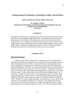 A Biomechanical Evaluation of Standing in High