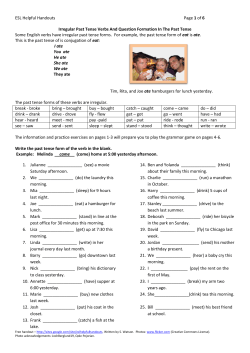 ESL Helpful Handouts Page 1 of 6 Irregular Past Tense Verbs And
