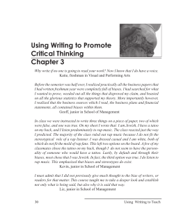 Using Writing to Promote Critical Thinking Chapter 3