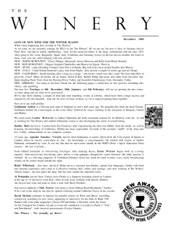 December 2005 LOTS OF NEW WINE FOR THE WINTER SEASON