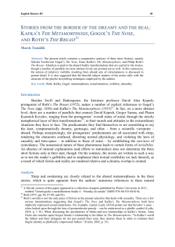 kafka`s the metamorphosis, gogol`s the nose, and roth`s the breast