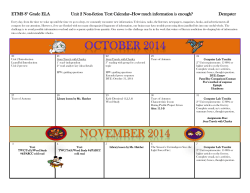 ETMS 8th Grade ELA Unit 2 Non-fiction Text Calendar-