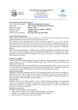 Characteristics of the study program Title of the study program