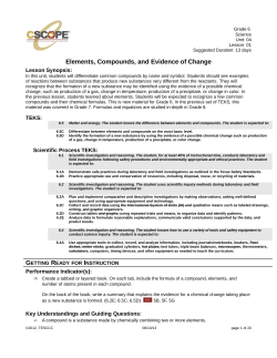 Elements, Compounds, and Evidence of Chemical Change
